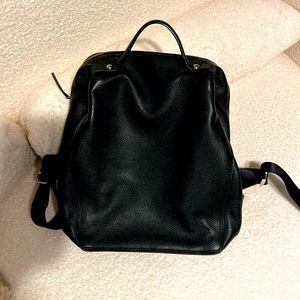 Leather stylish black backpack